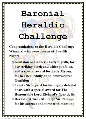 First Heraldic Challenge winners part 1